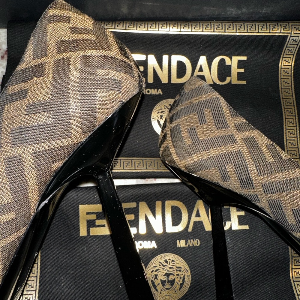 Fendi Versace collab (FENDACE) Brown and Gold Heels - Picture 15 of 16